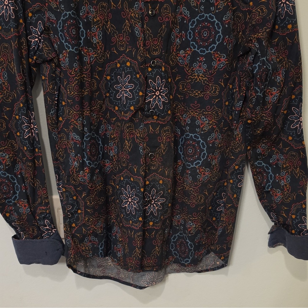 Consequence Men's Woven Cotton/Spandex Stretch LS Paisley Button-Up #272 - Picture 5 of 9